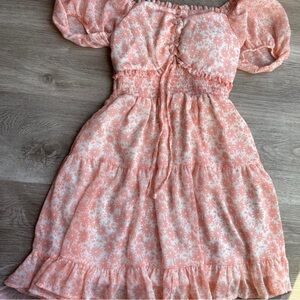 Charming Pink Floral Womens Dress